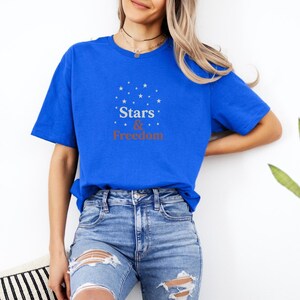 Stars And Freedom, 4th of July Shirts, Independence Day Tee, 4th Of July Flag Graphic T-Shirt, American Flag Shirt, Red White Blue.