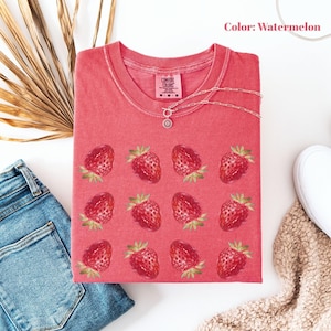 Comfort Colors Strawberry Shirt, Retro Strawberry Graphic Shirt, Gift For Fruit Lover , Aesthetic Fruit Shirt, Gardener Farmer’s Tee.