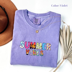 Comfort Colors Summer Vibes Tee, Beach Life Gift for Her, Summer Trendy Shirt, Distressed Beach Mom Gifts, Neon River Birthday Gifts.