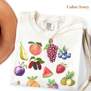 Comfort Colors Tropical Fruit T-Shirt, Cute Fruity Shirt, Cottagecore Lemon Citrus Strawberry Aesthetic Retro Summer Vibe Tee, Gift For Her.