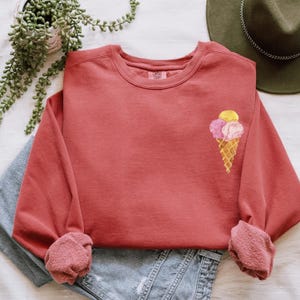 Comfort Colors Ice Cream Cone Sweatshirt, Ice Cream Shirt, Cute Watercolor Ice Cream Outfit, Dessert Shirt, Birthday Shirt, Womens Summer.