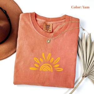 Comfort Colors Yellow Sun T-Shirt, Summer Shirt, Beach Shirts, Sunhine T-Shirt, Gift For Woman, Boho Sun Shirt, Sun Shirt.