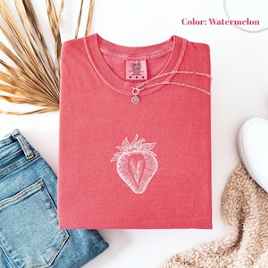 Comfort Colors Strawberry Shirt, Retro Strawberry Graphic Shirt, Gift For Fruit Lover , Aesthetic Fruit Shirt, Gardener Farmer’s Tee.