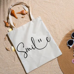 Smile Tote Bag, Be Happy Tote Bag, Smiley Face Bag, Motivational, Good Vibes Bag, Positivity, Inspirational Bag.