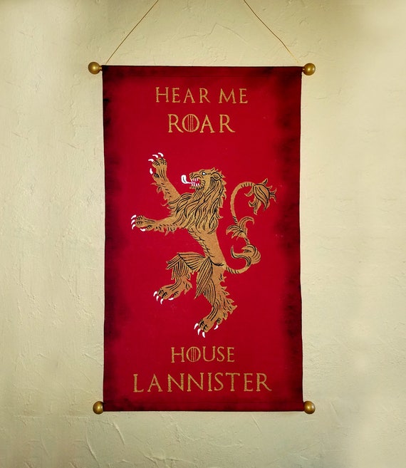Large Hand Painted House Lannister hear Me Roar | Etsy