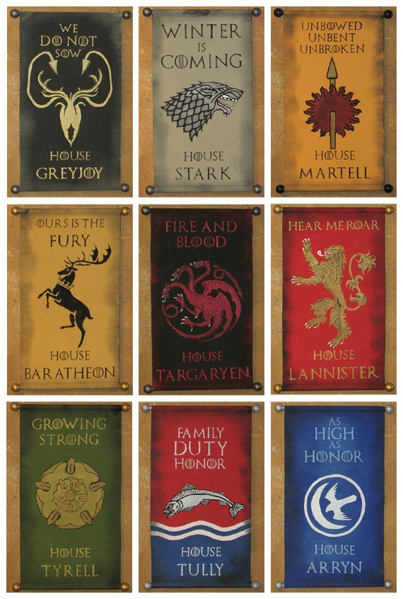 Game Of Thrones Nine Banner Bundle Great Houses Of Westeros Etsy