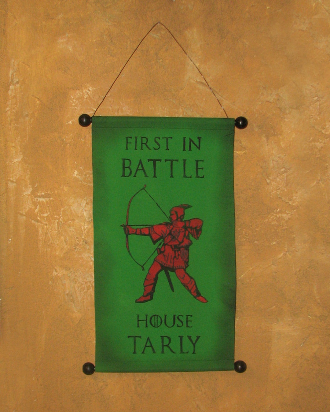 Hand Painted House Tarly first in Battle Canvas Banner Name and Motto