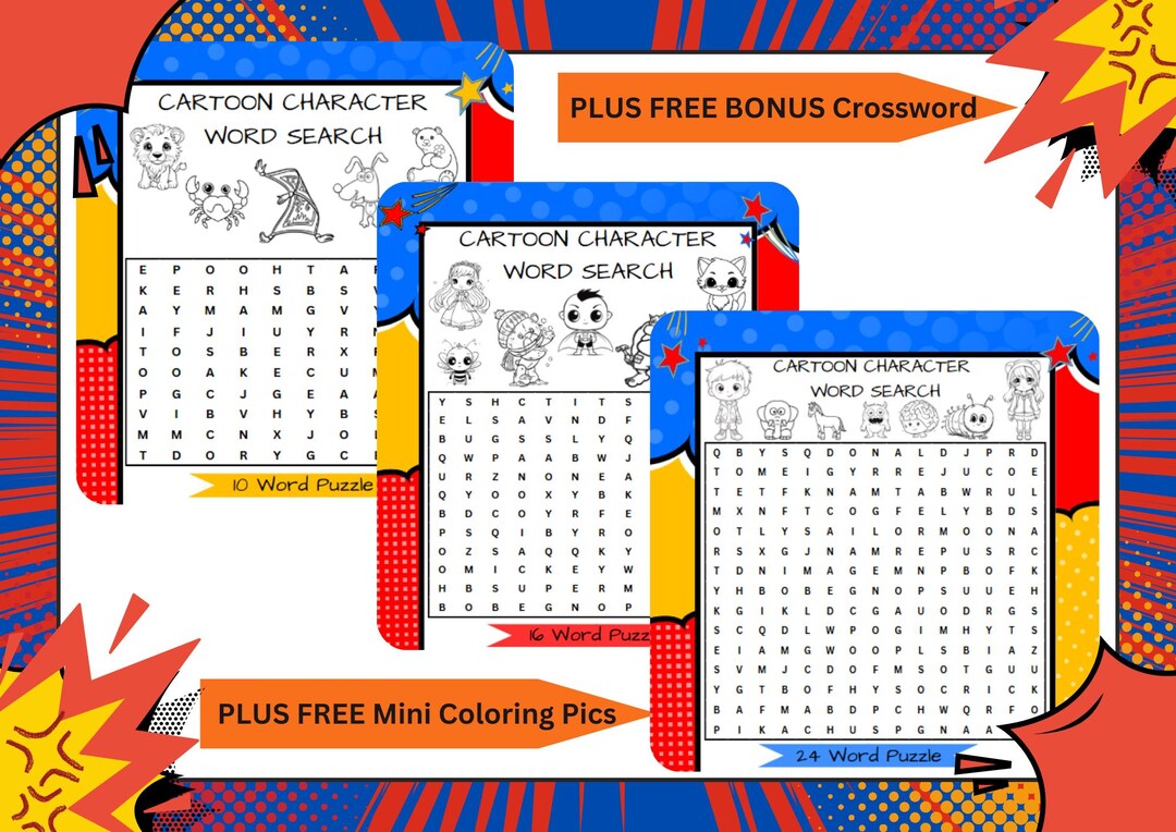 Cartoon Word Search | Fun & Challenging Word Puzzles | Party Game ...