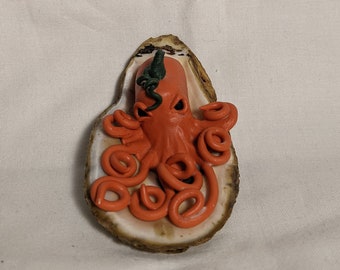 Pumpkin Polymer Clay Display Octopus