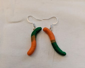 Gummy Worm Polymer Dangle Earrings