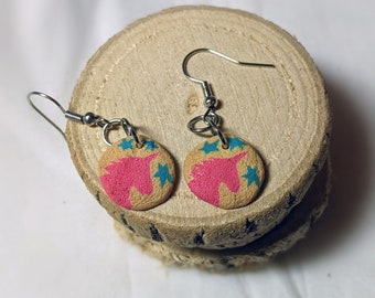 Pillsbury Inspired Lisa Frank Unicorn Sugar Cookie Earrings dangle