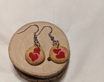 Pillsbury Inspired Valentine's heart Sugar Cookie Earrings dangle