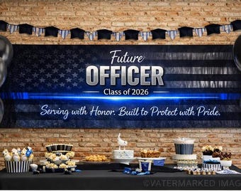 Pancarta para futuros agentes de policía / Graduación de la promoción de 2026, decoración para fiestas de las fuerzas del orden (descarga digital)
