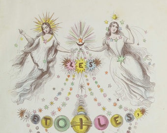 DIGITAL Illustrations from  Les étoiles by JJ Grandville 1849 The Star Ladies