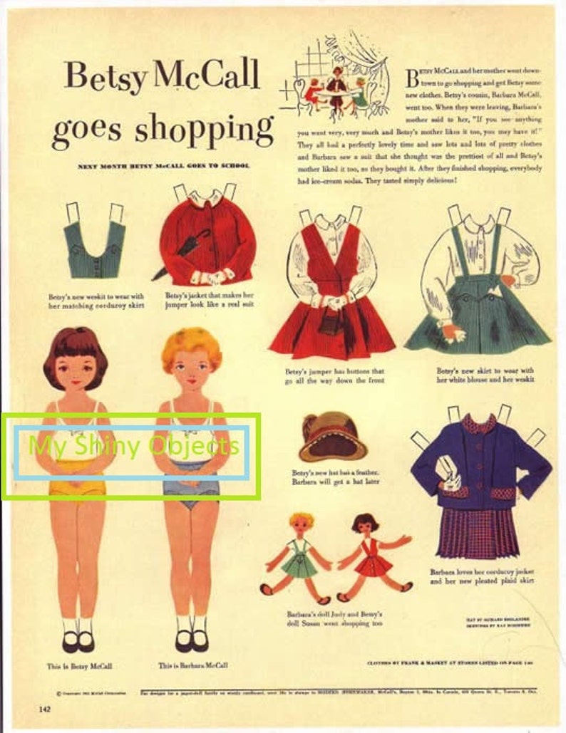 Printable Betsy Mccall Paper Dolls May-december 1951 - Etsy
