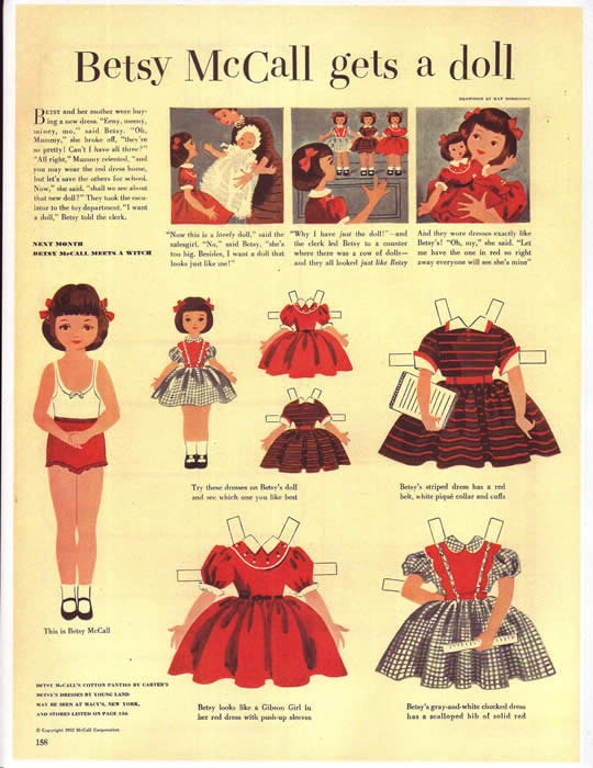 Printable Betsy Mccall Paper Dolls January december 1952 Whole Set Etsy