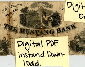 DIGITAL 50 Mustang Bank Note, Mexican Mustang Liniment, D. S. Barnes 1850s Advertising