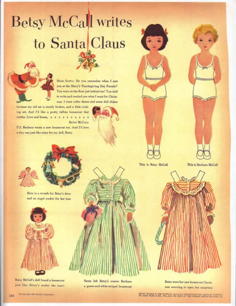 Printable Betsy McCall Paper Dolls January-December 1952 Whole | Etsy