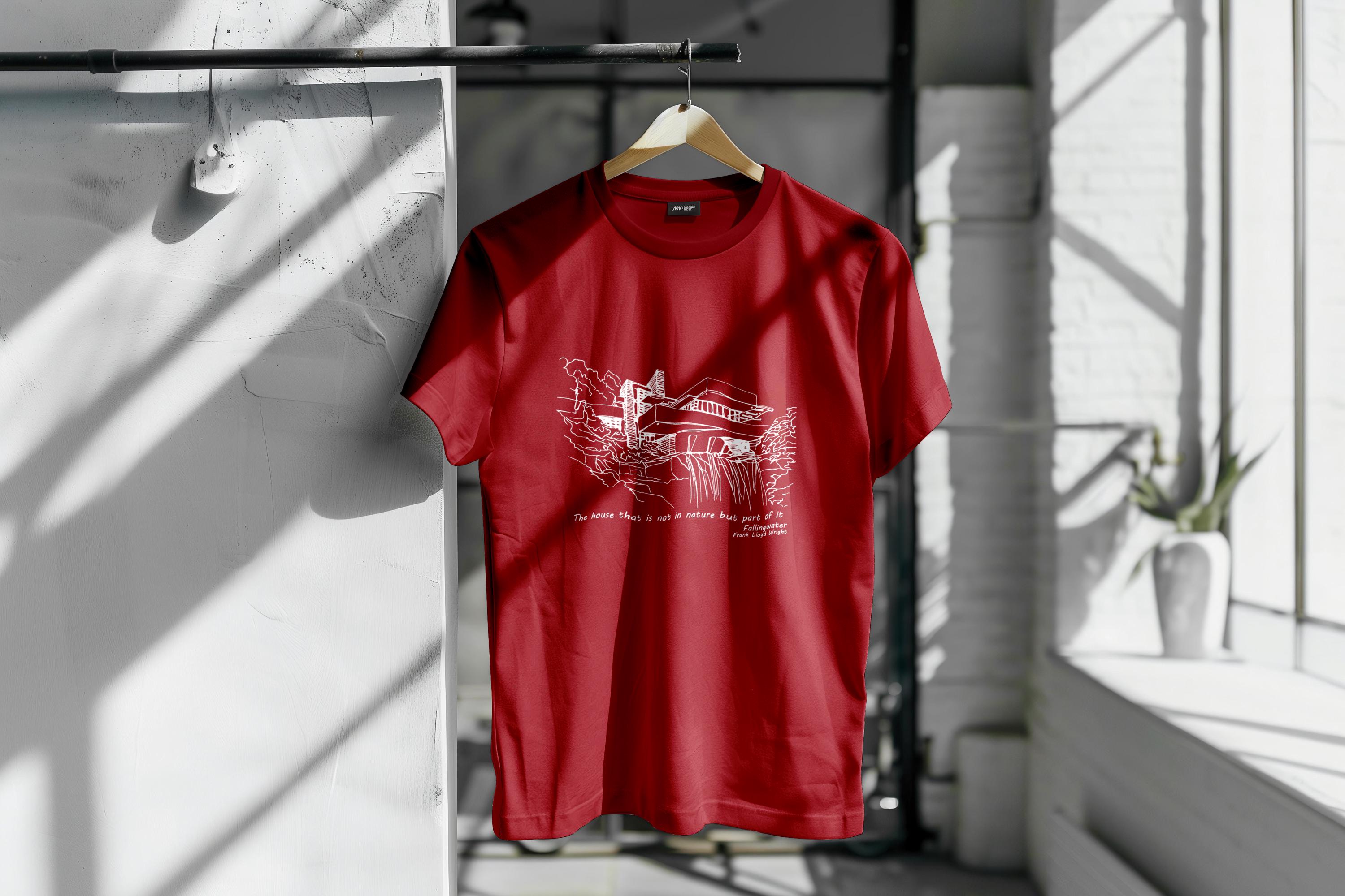 落水荘スケッチTシャツ | フランク・ロイド・ライト線画Tシャツ - Etsy 