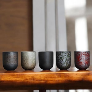 Retro Ceramic Tea Cup – 120mL Chinese Gongfu Drinkware – Asian Teacup – Vintage Kung Fu Tea Set – Rustic Stoneware – Unique Tea cup