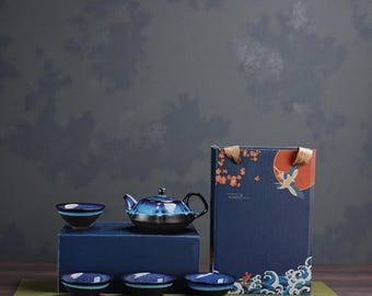 Ceramic Gung Fu Tea Set, Chinese Porcelain Teaware, Elegant Gift