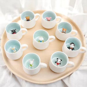 Kreative fallende Keramikbecher Nette 3D-Karikatur-Tierpaar-Tassen für Kaffee, Milch, einzigartiges Hauptgetränkgeschenk, Spaß-Küchenbedarf