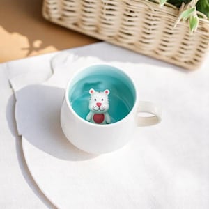 Leuke 3D-keramische koffiemok 300-400 ml – nieuwe cartoon konijn en aap theekop, perfect verjaardagscadeau, leuke melk- en thee-drinkgerei voor thuis