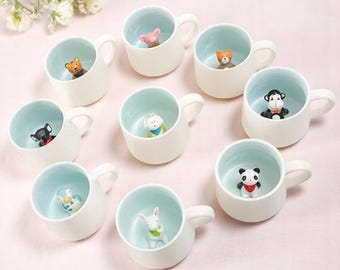3Dアニマルサプライズセラミックマグ | ユニークなコーヒーカップ、カップルギフト