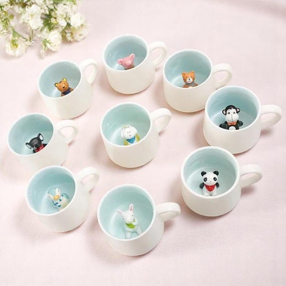 3D Animal Surprise Ceramic Mug | Unique Coffee Cup, Couple Gift