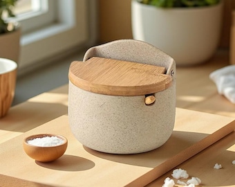 Japanese Ceramic Spice Jar with Bamboo Lid – Kitchen Decor