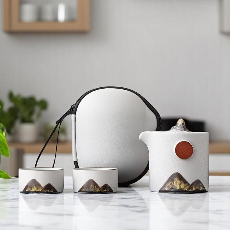 Japanese Tea Set Texture Hand-painted Japanese Tea Set: Rustic Pottery With Portable Bag - Etsy