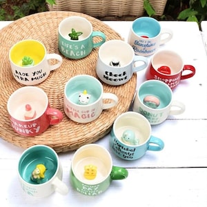 Niedliche 3D-Tierförmige Keramiktasse mit Henkel - Kreatives, multiförmiges Trinkgefäß-Geschenk für Haus und Küche, einzigartige Kaffee- und Teetasse