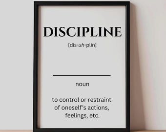 Discipline Definition Print – Minimalist Office Decor (Digital Download)