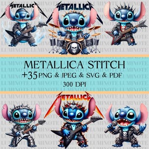 Metallica Stitch Svg Bundle, 36 Stitch Design, Metallica Svg, Stitch Svg, Cute Stitch Svg Cartoon png, Png Svg Pdf Jpeg Files, 300 DPI