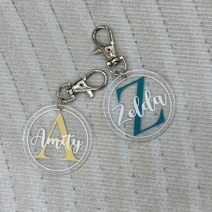 Personalized Name Acrylic Keychain, Kids Backpack Tag, Water bottle name keychain, Diaper Bag Keychain, Kids Luggage Tag, Lunchbox Name Tag