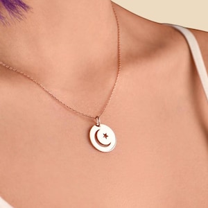 Gorgeous Handcrafted Solid Gold Moon Star Necklace,One-of-a-Kind Jewelry-Birthday Gift Necklace,Moon Star Necklace, Gift For Mom