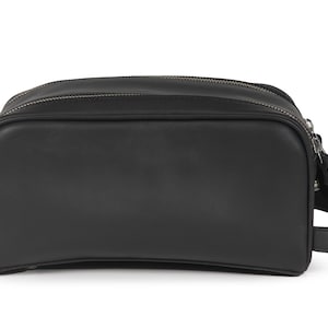 Black Leather Travel Dopp Kit – Handmade Men’s Toiletry Bag