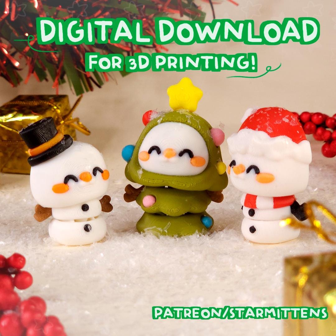 Flexi Snowman Pack STL File: 3D Printing Fidget Toy (digital Download ...
