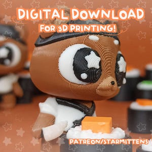 Cute Flexi Bear Sushi Chef STL & 3MF files FOR 3D PRINTING. Print in Place, Fidget Toy, Keychain