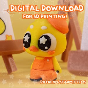 Cute Flexi Artist Duck STL & 3MF files FOR 3D PRINTING. Print in Place, Fidget Toy, Keychain
