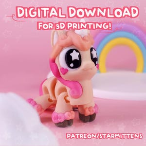 Cute Flexi Unicorn STL & 3MF files FOR 3D PRINTING. Print in Place, Fidget Toy
