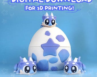 Flexi Chonky Baby Dragon STL 3D Printing Files: Fidget Toy (Digital Download