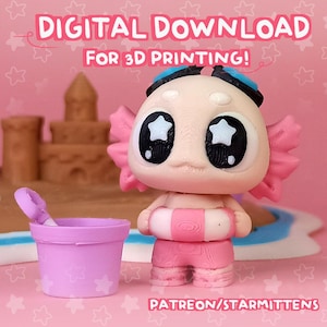 Flexi Axolotl Summer Play Set: 3D Printing STL & 3MF Files (Digital Download