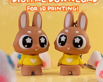 Flexi Bunny 3D Printing Files, Sporty Fidget Toy Keychain (Digital Download)