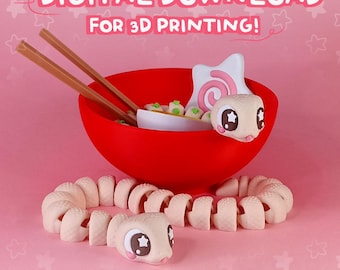 File di stampa 3D Flexi Snake Noodle Ramen STL: Fidget Toy (download digitale)