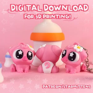 Cute Flexi Baby Pig STL & 3MF files FOR 3D PRINTING. Print in Place, Fidget Toy