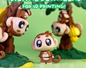 3D Printing Cute Flexi Monkey STL & 3MF Files, Fidget Toy (Digital Download)