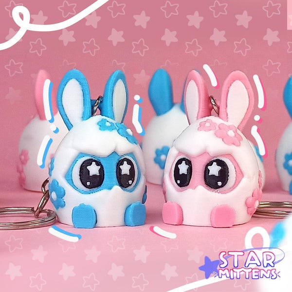 Easter Egg Bunny Fidget Toy Keychain: 3D Printing STL & 3MF Files (Digital Download)