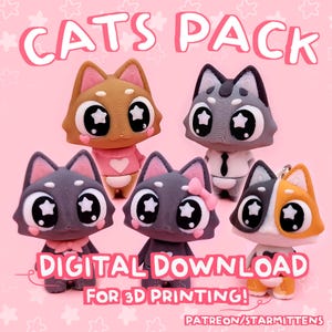 Cute Flexi Cat Pack STL & 3MF files FOR 3D PRINTING