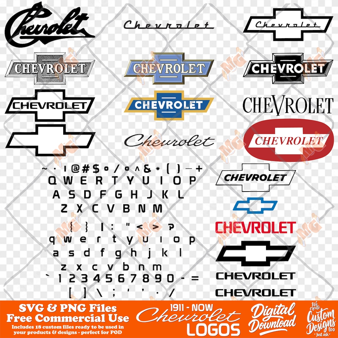 Chevy Racing Font Chevrolet Svg Png, Chevrolet Font, Chevy Font SVG PNG, Chevy Bowtie ...